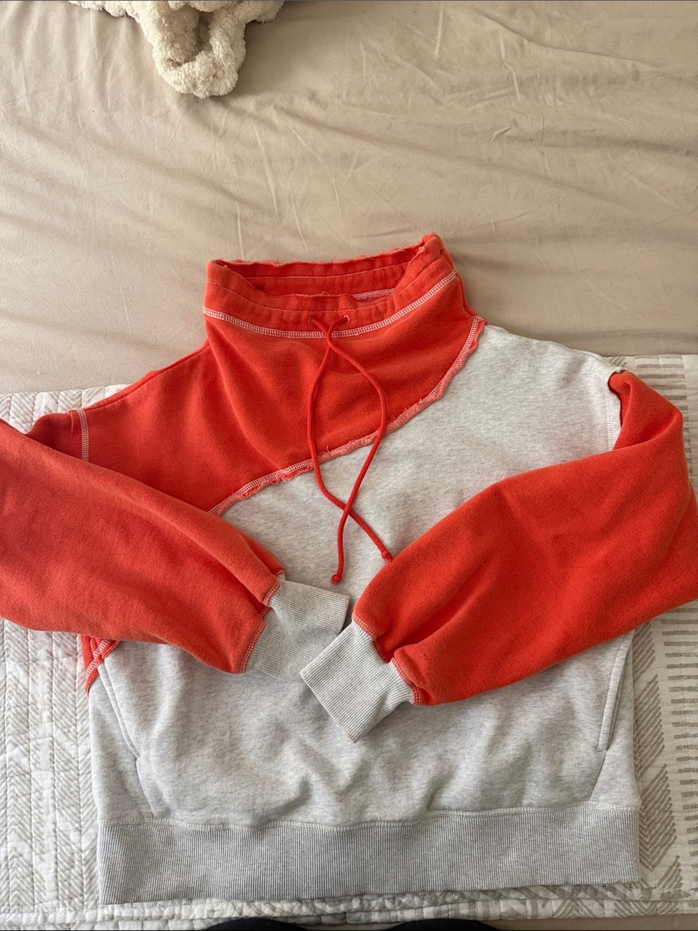 Free People Movement Two-Tone Coral and Heather Gray Pullover hoodie